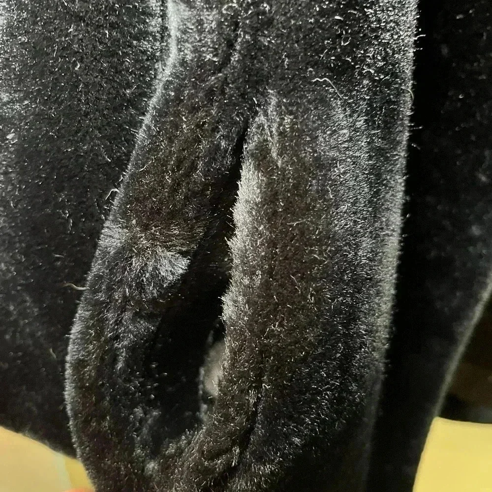 Vintage Womens Coat 13-14 Glenoit Intrigue Black Faux Fur Union Made in USA. - Picture 10 of 14